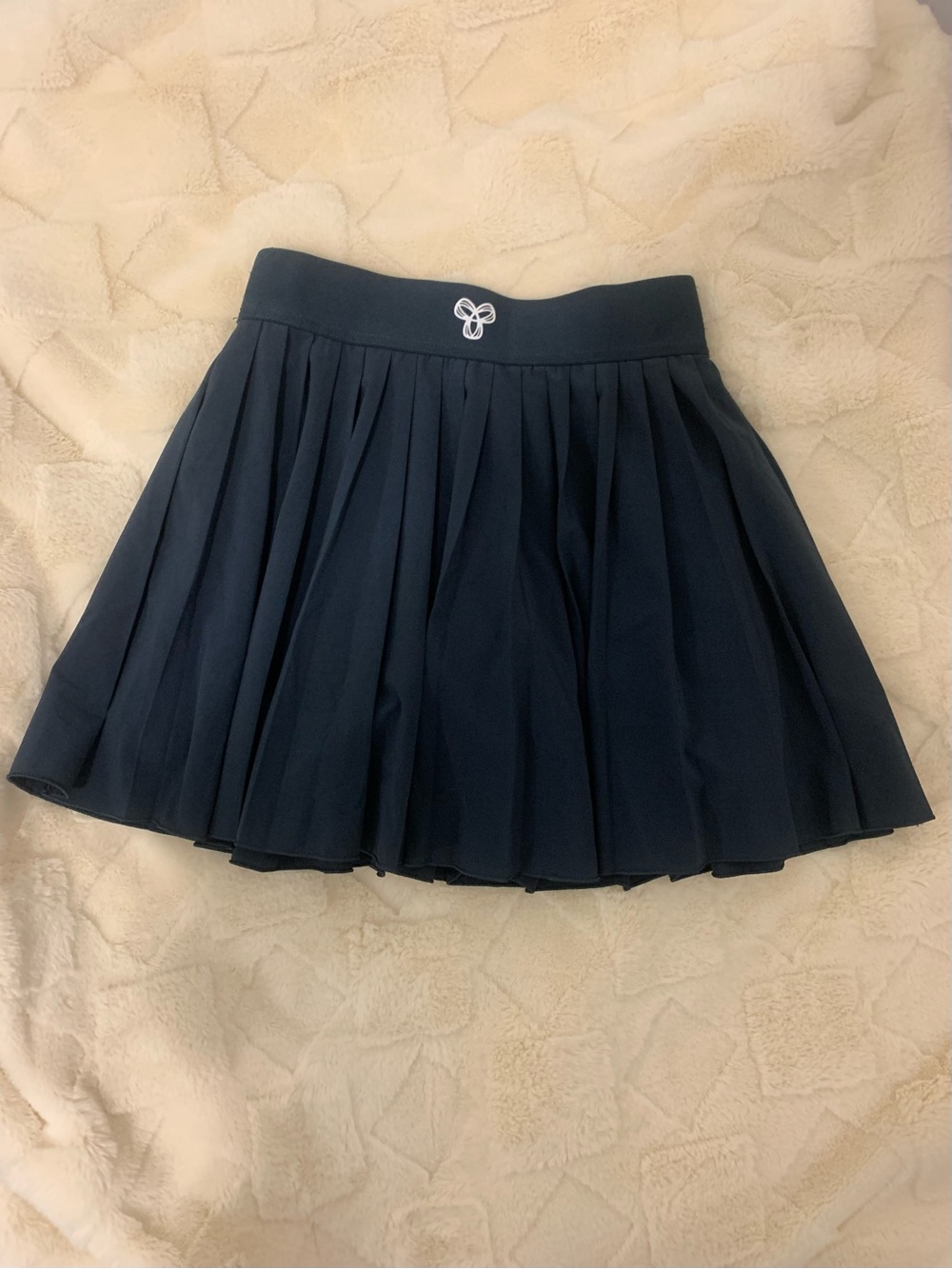 Aritzia TNA Navy Pleated Mini Skirt with Logo Accent